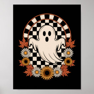 Floral Ghost Fall Boho Halloween Poster