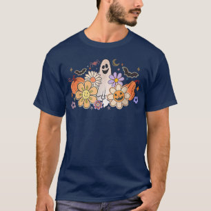 Floral Ghost Ghoul Retro Halloween Costume T-Shirt
