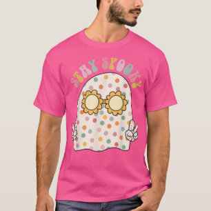 Floral Ghost Halloeen Retro Groovy Stay Spooky Fun T-Shirt