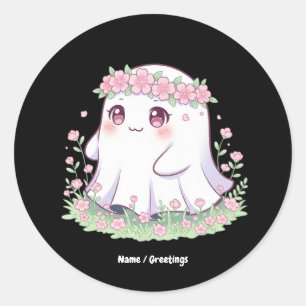 Floral Ghost Halloween Costume for Girls Women Classic Round Sticker