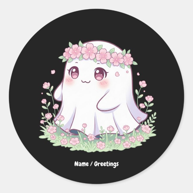 Floral Ghost Halloween Costume for Girls Women   Classic Round Sticker (Front)