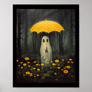 Floral Ghost Halloween Gothic Ghost Dark Forest Ra Poster