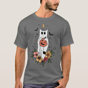 Floral Ghost Halloween Spooky Season Ghost Flower  T-Shirt