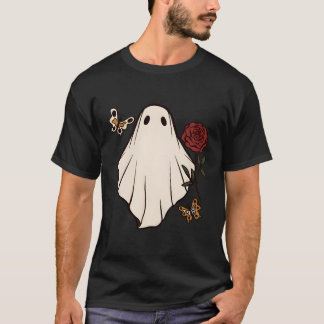Floral Ghost With Rose Halloween T-Shirt