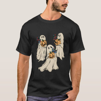 Floral Ghosts Halloween Spooky Season T-Shirt