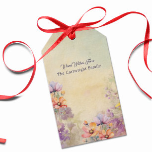 Floral Gift Tag Elegant Watercolor Art