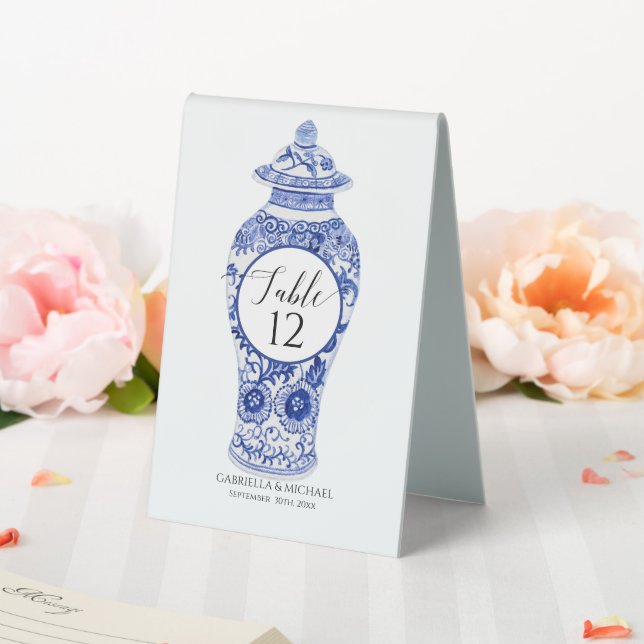Floral Ginger Jar Blue White Chinoiserie Wedding (In SItu (Wedding))