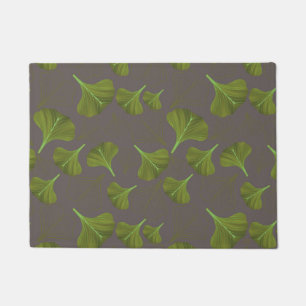 Floral Gingko Leaf Grey Pattern  Doormat