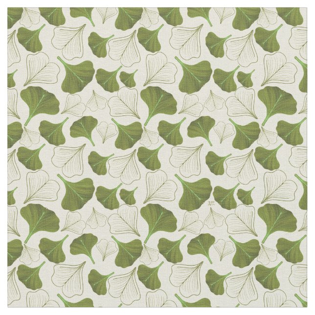 Floral Gingko Leaf Pattern Fabric (Close Up)
