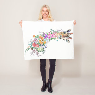 Floral Giraffe Baby Fleece Blanket