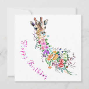 Floral Giraffe Birthday Card