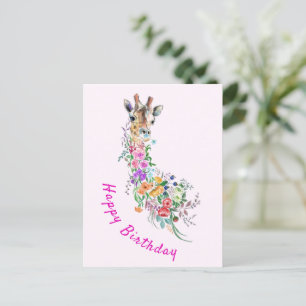 Floral Giraffe Birthday Card
