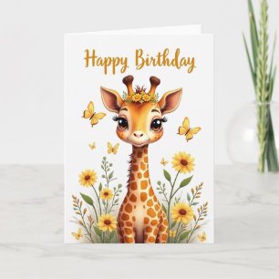 Floral Giraffe Birthday Card