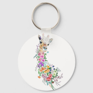 Floral Giraffe Keychain