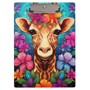 Floral Giraffe Portrait-93132 Clipboard