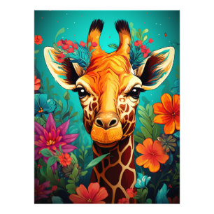 Floral Giraffe Portrait-9319 Photo Print