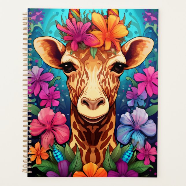 Floral Giraffe Portrait-9322 Planner (Front)