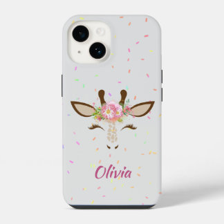 Floral Giraffe Sprinkles Kid's iPhone 14 Case