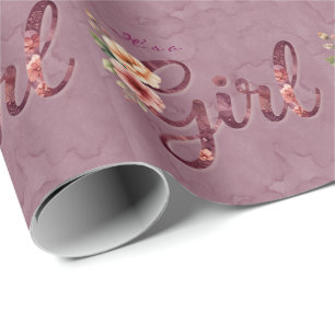 Floral Girl Baby Shower Wrapping Paper