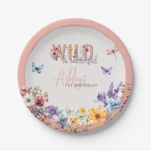 Floral Girl Birthday   Wild & Onederful  Paper Plate