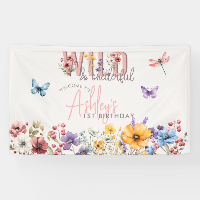Floral Girl Birthday | Wild & Onederful Welcome  Banner (Horizontal)