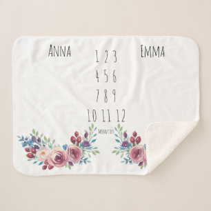 Floral Girls Twin Milestone Fleece Blanket