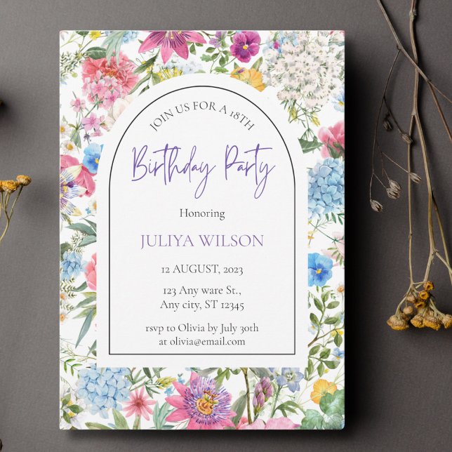 Floral girly Birthday Party Invitation (Creator Uploaded)