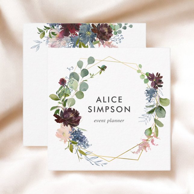 Floral Girly Elegant  Square Business Card (Creator Uploaded)