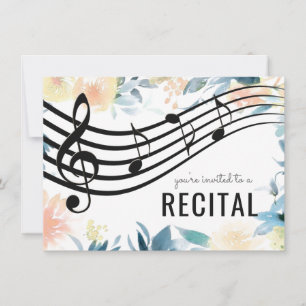 floral girly music recital invitation