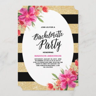 Floral Glam   Bachelorette Party Invitation