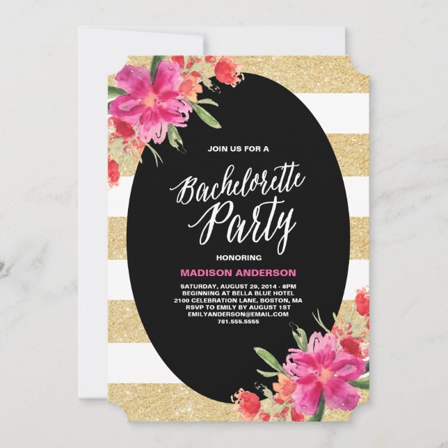 Floral Glam | Bachelorette Party Invitation (Front)