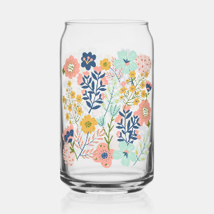 Floral Glass Pastel Can Jar