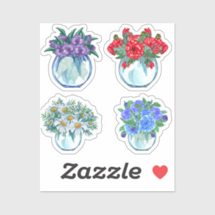 Floral Glass Vases Stickers