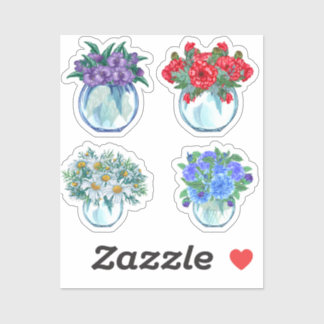 Floral Glass Vases Stickers