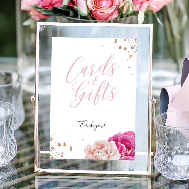 Floral Glitter Bridal Shower Cards and Gifts Sign (Creator Uploaded)