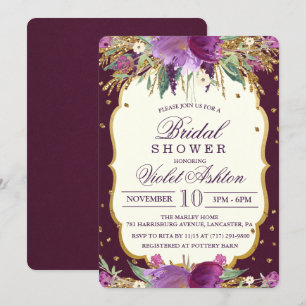 Floral Glitter Bridal Shower Invitation