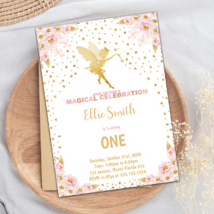 Floral Glitter Fairy Birthday Invitations