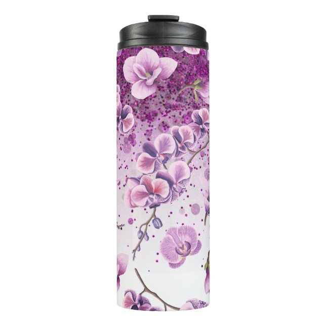 *~* Floral Glitter Girly Confetti Thermal Tumbler (Front)