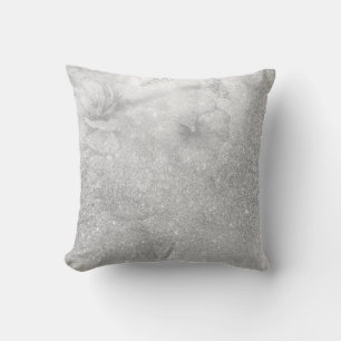 *~*  Floral Glitter Gray Neutral  Watercolor Grey Cushion