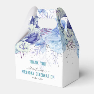 Floral Glitter Light Blue Happy Birthday Favour Bo Favour Box
