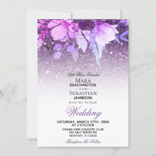 *~* Floral Glitter Modern Purple AR10 Wedding Invitation