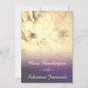 *~* Floral Glitter Ombre Watercolor Wedding Invitation
