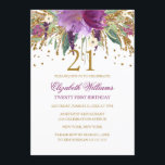 Floral Glitter Sparkling Amethyst 21st Birthday Invitation<br><div class="desc">More floral birthday invitations in the Little Bayleigh store! We have used artwork from: www.createthecut.com</div>