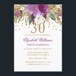 Floral Glitter Sparkling Amethyst 30th Birthday Invitation<br><div class="desc">More floral birthday invitations in the Little Bayleigh store! We have used artwork from: www.createthecut.com</div>