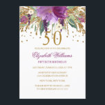 Floral Glitter Sparkling Amethyst 50th Birthday Invitation<br><div class="desc">More floral birthday invitations in the Little Bayleigh store! We have used artwork from: www.createthecut.com</div>