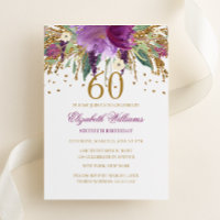 Floral Glitter Sparkling Amethyst 60th Birthday