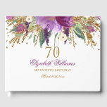 Floral Glitter Sparkling Amethyst 70th Birthday Guest Book<br><div class="desc">Matching Birthday Collection in the Little Bayleigh Store! We have used artwork from: www.createthecut.com</div>