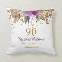 Floral Glitter Sparkling Amethyst 90th Birthday