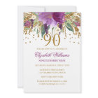 Floral Glitter Sparkling Amethyst 90th Birthday