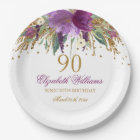 Floral Glitter Sparkling Amethyst 90th Birthday